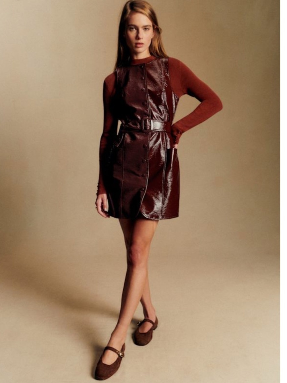 Sezane Redais Dress in Chocolate